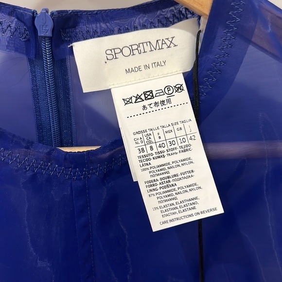 SportMax | NWT Abito Giglio Sovrapposto Midi dress in Blue and Red - Size US 8 - Picture 8 of 8